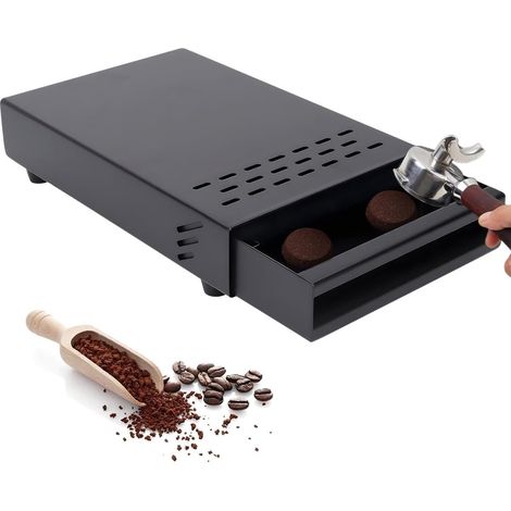 Kaffeepulverbehälter aus Edelstahl mit herausnehmbarer Schublade – geeignet für Zuhause und Büro.