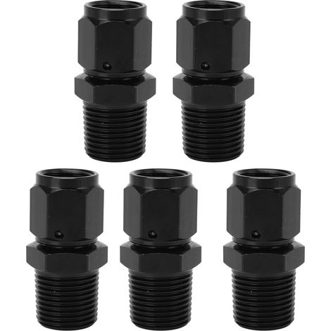 Adaptateur 6AN femelle vers 3/8 NPT mâle (lot de 5), en alliage d'aluminium noir, facile à remplacer, droit. Adaptateur pour tuyau 6AN vers 3/8 NPT. (1/5)