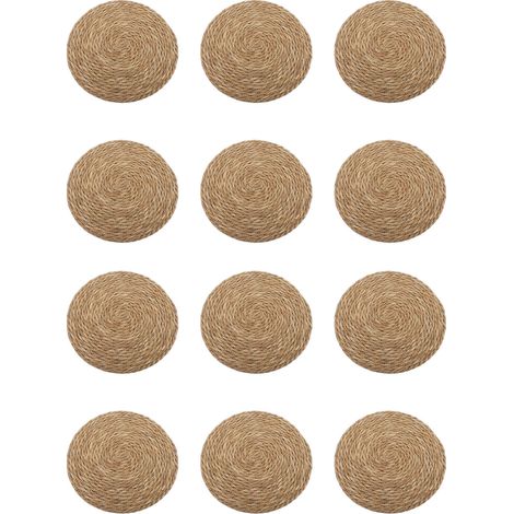 Napperon rond résistant à la chaleur, antidérapant, facile à nettoyer, tapis de dessous de plat tissé pour comptoir de Table à manger, 33cm/13 pouces, 12 pièces (1/2)