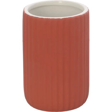 Portaspazzolini bagno da appoggio rosso in ceramica soft touch Spring (1/5)