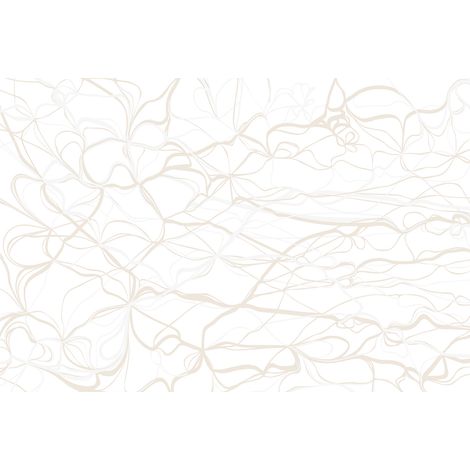 Papier peint panoramique blanc et orange | Tapisserie panoramique abstrait idéal salon | Papier peint panoramique design à motifs rubans - 267 x 400 cm (4 pièces) (1/2)