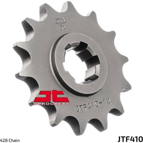 Pignone anteriore in acciaio JT F410-16, 428/16 denti per Hyosung / Kreidler / Qingqi / Sachs / SFM / Suzuki (1/2)