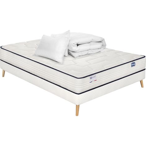 Ensemble INTEMPOREL, matelas ressorts 140x190, extra ferme H24 + sommier + couette + 2 oreillers (1/4)