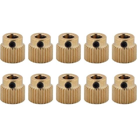 Roue d'extrudeuse en laiton 26/40 dents, 10 pièces de roues d'extrudeuse en laiton pour CR-10, CR-10S, Ender 3, Ender 3 Pro, MK7 MK8 (26 dents) (1/5)