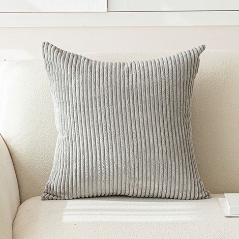 2 housses de coussin décoratives en velours côtelé, coussin de canapé, housse de coussin douce et décorative pour canapé, fauteuil, maison, chambre, 40 x 40 cm – Gris clair (1/4)