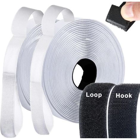 Velcro avec bande auto-adhésive 2 cm x 8 m Noir