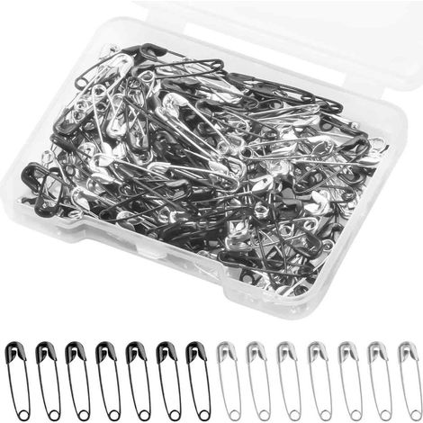 Elkuaie Épingles de Sûreté - Épingles à Coudre - Acier Nickel 19 mm - 150 Pièces - Noir/Argent (1/5)