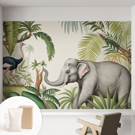 Tapete Vliestapete mit Kleber - Wanddekoration Wohnzimmer - Tapete Schlafzimmer Exotische Szene 152x104 cm (1/5)
