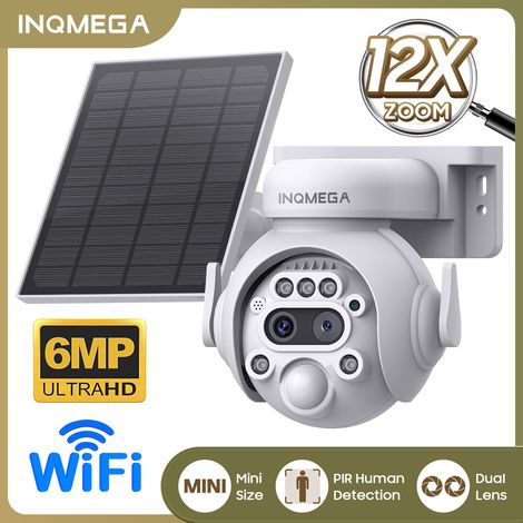 Caméra de Surveillance Solaire WiFi Extérieure 6MP Ultra HD, Double Objectif, Zoom jusqu’à 12x Optique et Numérique, Vision Nocturne Couleur/IR 50 m, PTZ 355°/90°, Détection Humaine PIR, Audio Bidirec (1/5)