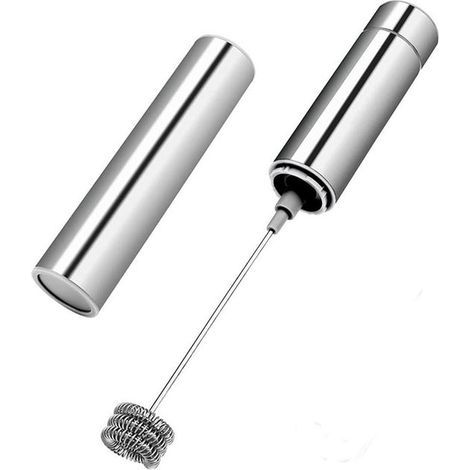 Electric milk frother with three spring-loaded stirring heads - Portable mini milk frother - Portable beverage mixer - Suitable for cappuccino, coffee, latte, hot chocolate, eggs (1/5)
