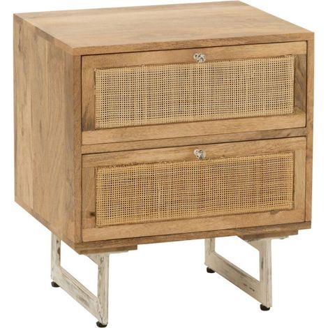 Table de Chevet en Bois "Weaving" 55cm Naturel (1/5)