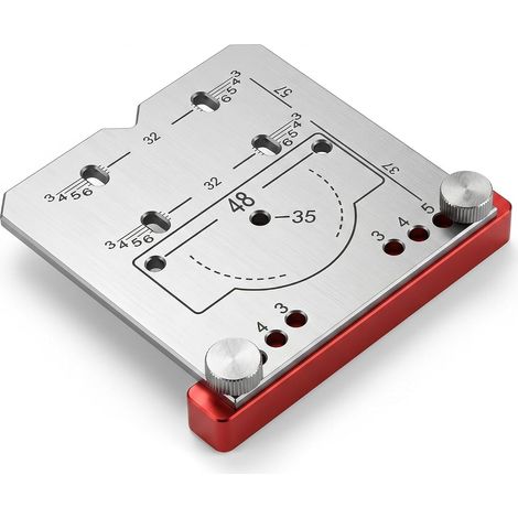 Gabarit de Perçage Charnière 35 mm en Aluminium Guide Réglable 4 Décalages 3 4 et 5 et 6 mm Compatible Charnières Invisibles Outil Menuiserie pour (1/4)