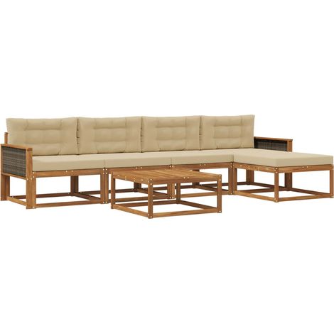 Outdoor Sofa Set with Cushion 6 pcs Natural and Beige vidaXL (1/5)