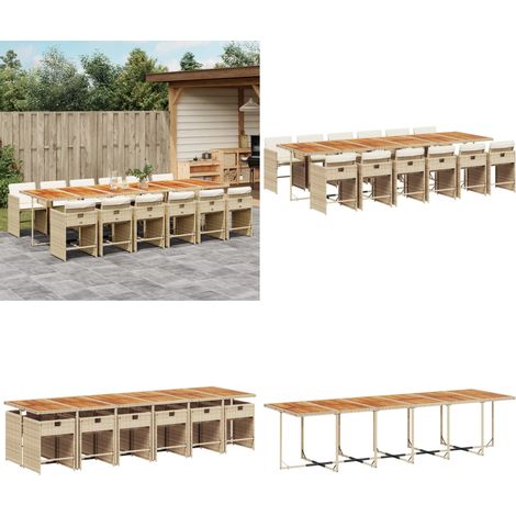 13-tlg. Garten-Essgruppe mit Kissen Beige Poly Rattan - Gartentisch - Gartenmöbel Set - Esstisch - Gartenset - Outdoor Möbel - Home & Living (1/5)