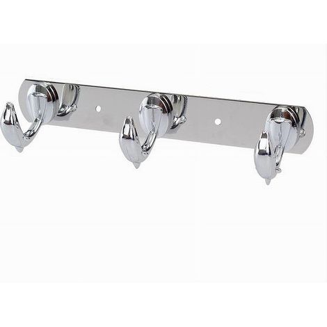 Trade Shop - Kleiderbügel mit 3 Delfinhaken, Wandmontage, Mehrzweck-Stahlschrauben, 24,5 cm, 52179 - (1/2)