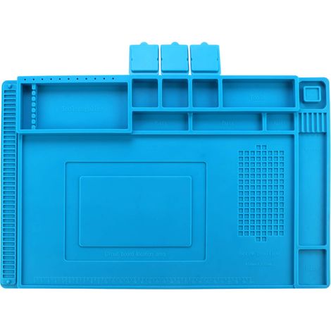 Alfombrilla de trabajo de silicona resistente al calor, lavable y no deformada para soldar componentes electrónicos y placas de circuitos. (1/5)