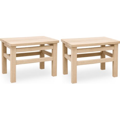 Set di 2 sgabelli bassi sgabellini panche poggiapiedi seduta in legno naturale (1/5)