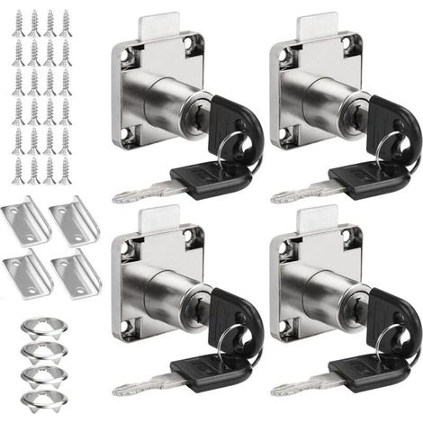 4 Pièces 22mm Serrure Meuble, Acier Inoxydable Placard, Serrure d'armoire avec Clé, pour Armoires de Porte Boîtes Aux Lettres Placards (1/5)