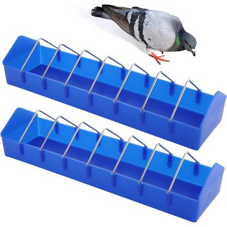 Lot de 2 mangeoires pour pigeons rouges – 40 cm – Récipient à fente épais et résistant – Distributeur de nourriture pour volailles et oiseaux (1/3)