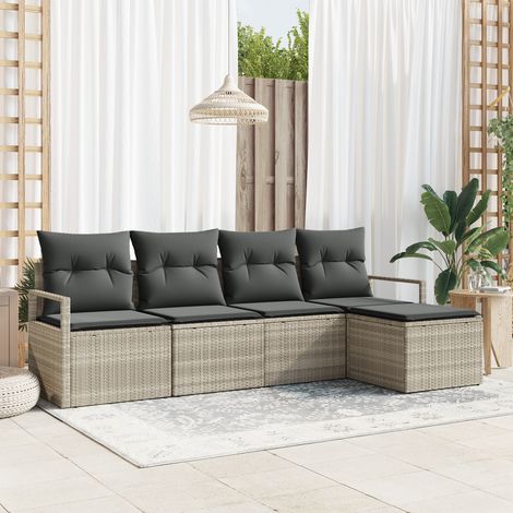 Garden Sofa Set 5 pcs Light grey Poly rattan vidaXL (1/5)