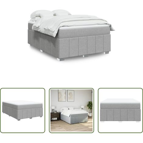 Matratze - Boxspringbett mit Matratze Hellgrau 140x200 cm Stoff (1/5)