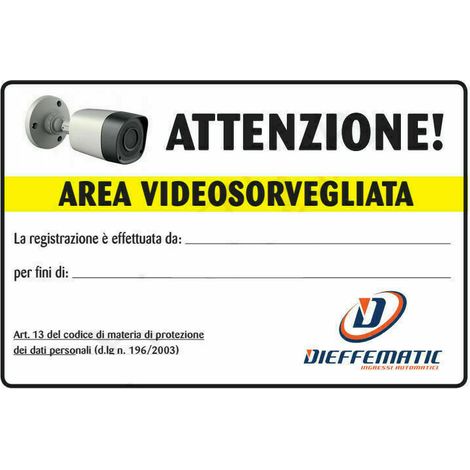 Cartello Monitore Segnalazione Videosorveglianza Attenzione Telecamera