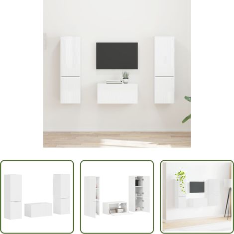 Fernsehregal - TV-Schrankset 5 pcs Hochglanz Weiß Holzwerkstoff (1/5)