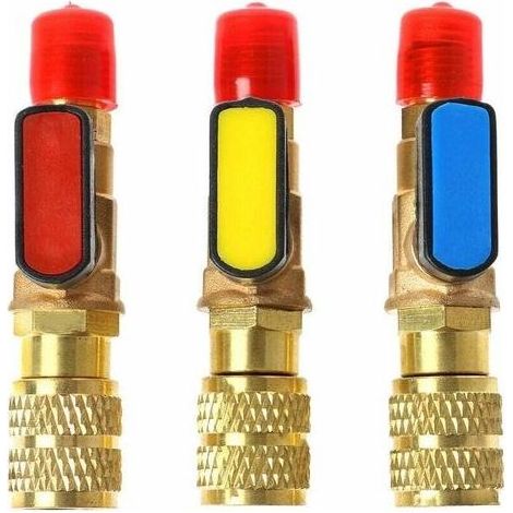 Vanne à Boisseau Sphérique de Réfrigérant de Climatisation, Adaptateur de Vanne à Boisseau Sphérique D'arrêt Droit pour Tuyaux de Charge R22 R410A Outils de Réfrigérant de Climatisation (1/4)