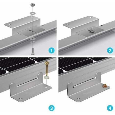 Set di 4 staffe a Z Bardusch per pannelli solari - 100 mm per il montaggio su tetto di pannelli solari con dadi e bulloni per camper, barche, tetti, pareti e altre installazioni off-grid su tetto. (1/4)