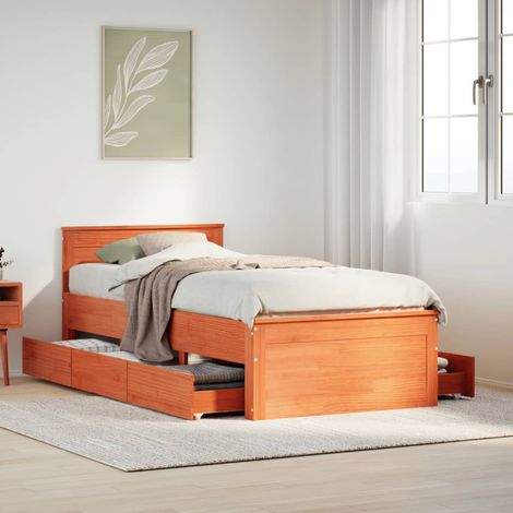 vidaXL Giroletto senza Materasso con Testiera Rovere Marrone 90x200 cm (1/5)