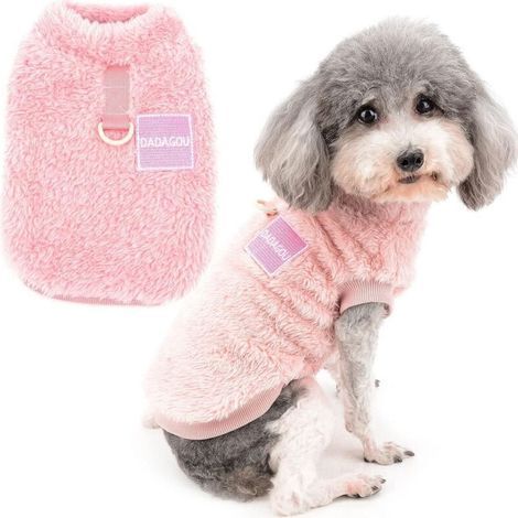 Pull-Overs en Polaire pour Petits Chiens Manteau d'hiver Chaud Doux et Pelucheux avec Anneau en D pour Harnais et Laisse Chiot Chien/Chat Veste Vetement pour Chihuahua Yorkshire Rose S (1/4)