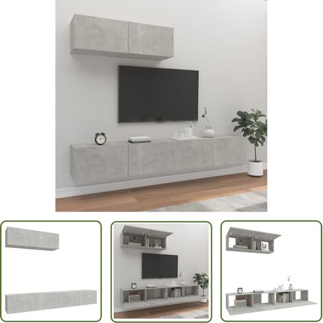 Ensemble de meubles TV 3 pcs pour Salon - Armoire TV Gris béton Bois d'ingénierie BV661599 - BonneVie (1/5)
