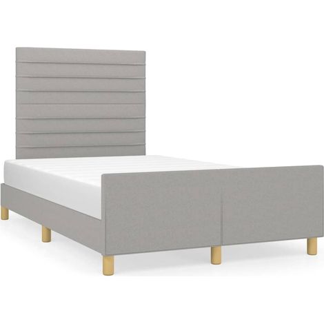 Lit adulte pour 2 personnes avec tête de lit, Structure de lit, Assemblage Facile, Gris clair 120x200 cm Tissu OIB9364E (1/4)