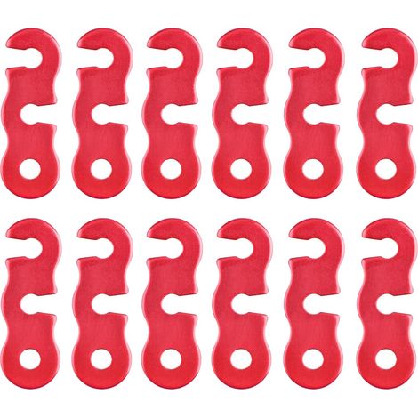 Aluminum alloy guy rope tensioners for camping, tents, tarpaulins and hiking (Red - 12 pieces) (1/5)