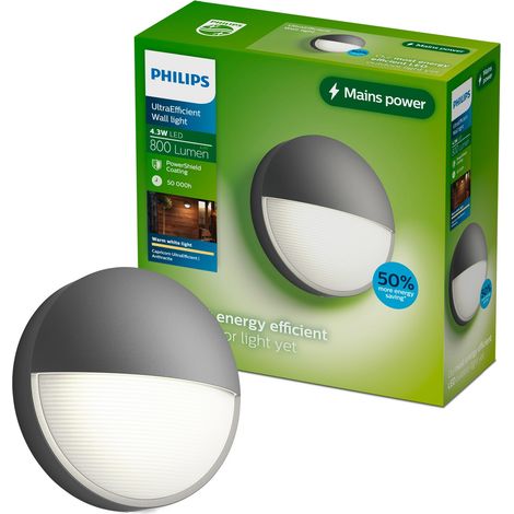 Philips Capricorn Applique da parete da esterno (Antracite) Luce Bianco calda - 2700K - IP44