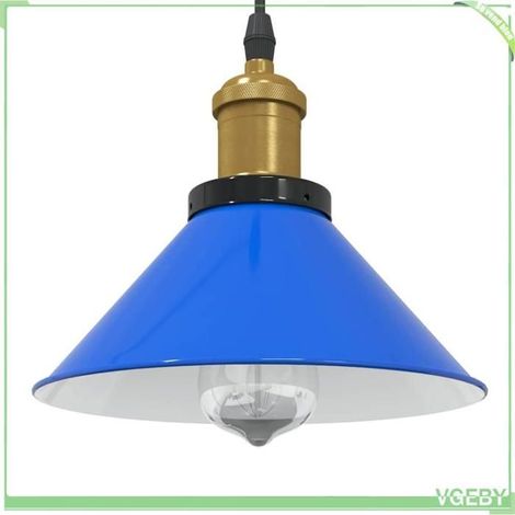 4103444 Lampe suspendue réglable hauteur E27 bleu foncé 22 cm métal (1/5)