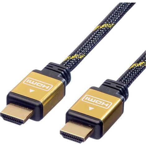 Câble de raccordement Roline HDMI Fiche mâle HDMI-A 10.00 m noir, or 11.04.5506 4K UHD, blindage dou
