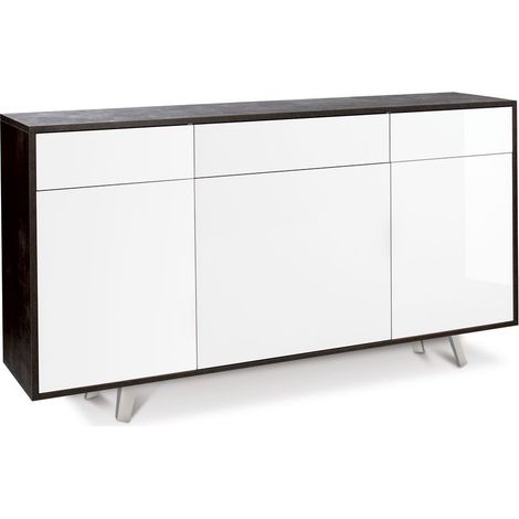Mobile 3 Ante 3 Cassetti 164L x 41P x h92 – Finitura Nero Opaco e Bianco Lucido – Sarmog (1/5)