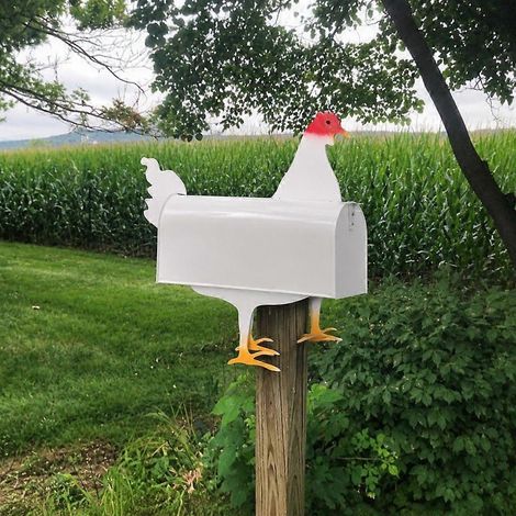 Boîte aux lettres résistante aux intempéries en forme d'animaux de ferme - Mignonne grande capacité en métal pour jardin extérieur