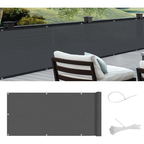 ZOLGINAH Pantalla de privacidad para balcón Pantalla de cubierta de privacidad de HDPE, Protección contra el viento Resistente a los rayos UV, 90x500cm, Antracita (1/5)