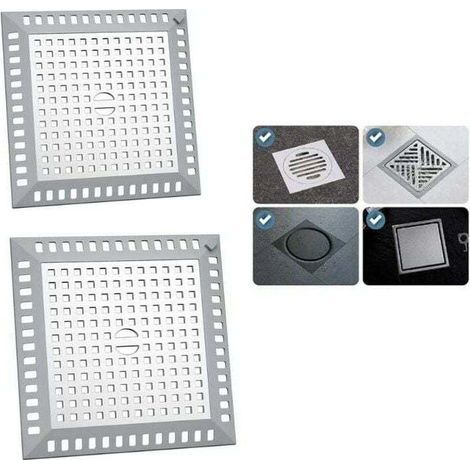 Attrape Cheveux Douche 12, XU,3 x 12,3 cm Filtre Evier Cuisine de Carré en Acier Inoxydable Argenté Grille Evier Anti-Obstruction pour Douche de Salle de Bain, Pour Salle de Bain et Cuisine - KZQ (1/4)