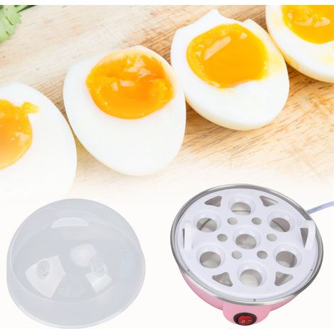 Cocedor de huevos con diseño de gallina para 7 huevos grandes, protección automática contra ebullición en seco, placa calefactora de PP/acero inoxidable, color rosa, 110 V (EE. UU.) (1/5)