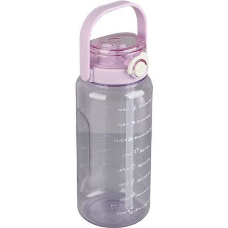 Gourde grande capacité (1500 ml) avec paille intégrée, en polycarbonate/polypropylène (PC/PP), graduation transparente, portable et finition mate. Couleur : violet. (1/5)