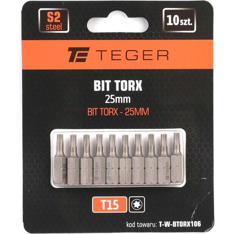 Punta Torx de 25 mm/T15 (juego de 10) / teger