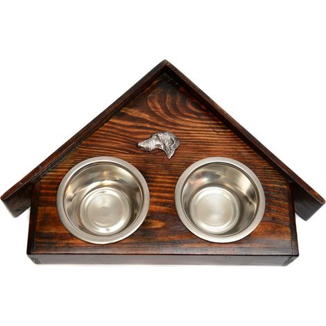 Levriero scozzese, Deerhound - supporto in legno con ciotole per cani, ciotole decorative per cani, un regalo per l'adozione di un cane di Art-Dog (1/5)