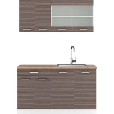 Cocina versátil R-Line, Precioso gris/blanco, 140 cm , ET Roble, Vicco