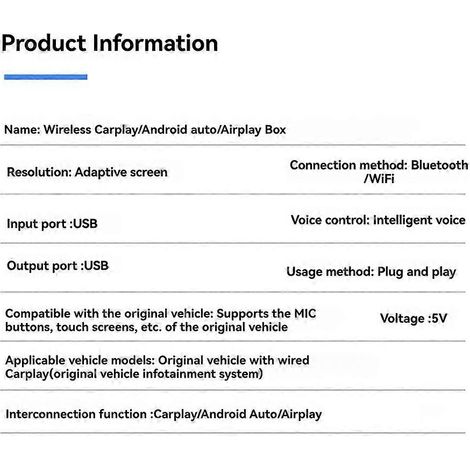 3-in-1 USB CarPlay AirPlay Adapter für Apple CarPlay, Bluetooth + Wi-Fi, Kabelgebundenes CarPlay zu Kabellosem CarPlay. (1/5)