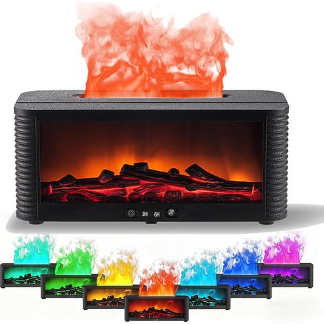 Diffusore di oli essenziali per camino - Caminetto finto con effetto fiamma realistico, diffusore di fragranze per la casa 4 in 1, 7 modalità di illuminazione e telecomando, 150 ml per soggiorno/camer (1/5)