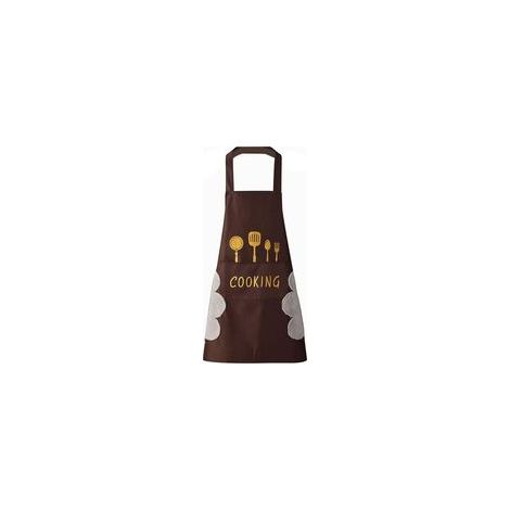 Tablier de cuisine(Marron) pour femme avec poches pour essuyer les mains, grande poche, essuyage à la main, imperméable pour la cuisine et la pâtisserie (1/4)