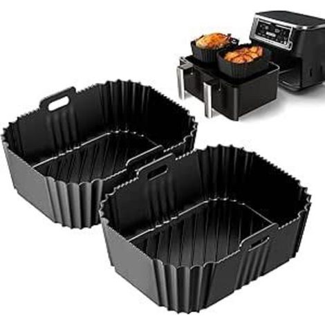 Lot de 2 casseroles en silicone réutilisables de 21,6 cm pour friteuse à air comprimé Ninja Foodi AF300UK/AF400UK, Tower, Instant Vortex Air Fryer, accessoires de friteuse à air à double panier de (1/5)